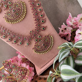 Vriksham Precious Kemp Style Stone Maanga-Red-Bridal Set-G18658